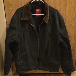 Levi's Detroit Men's Workwear Dark Gray Jacket with Brown Collar